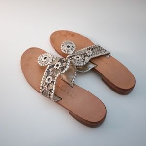 Jack Rodgers Minimal Wear Palm Beach Snakeskin and Leather Summer Sandals